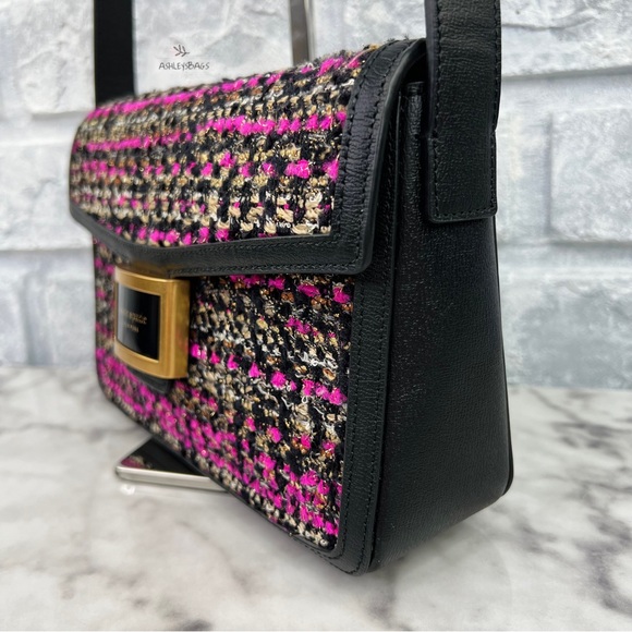 Kate Spade Katy Tweed Medium Shoulder Bag In Pink Multi - Picture 5 of 15